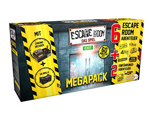 Noris 606101831 Escape Room Mega Pack - Juego de accesorios para descodificador de videojuegos (6 casos, 2 minijuegos y cronómetro), Versión alemana