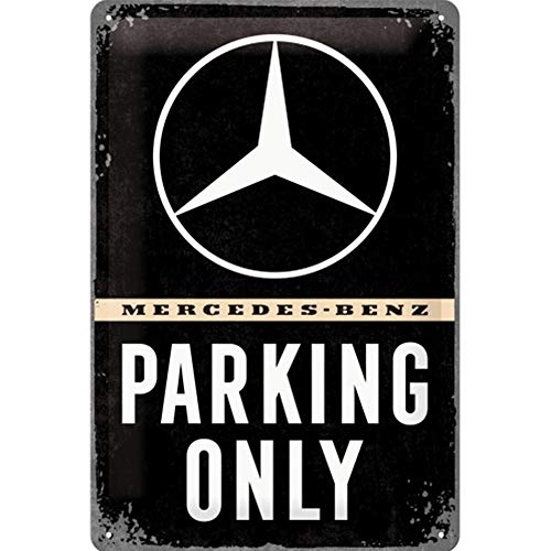Nostalgic-Art Cartel de chapa retro Mercedes-Benz – Parking Only – Idea de regalo para los fans de los coches, metálico, Diseño vintage, 20 x 30 cm