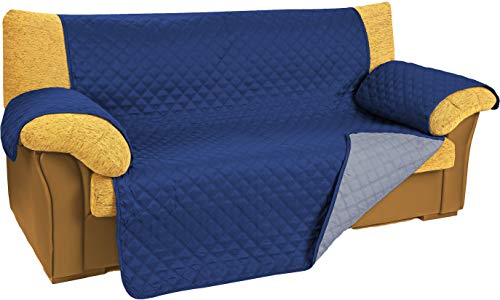 npt - Funda de Sofá/Cobertor de Sofá. Protector para Sofás con relleno Acolchado y Reversible, doble cara. Disponible hasta 4 plazas y 5 colores (azul, 3 plazas)