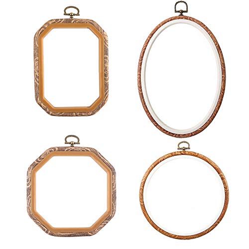 Nsiwem Bastidores para Bordados 4 Piezas Bastidor para Bordar Aros de Bordado Bastidores de Plastico para Punto de Cruz Aros de Bordar para DIY Hecho a Mano Varias Formas