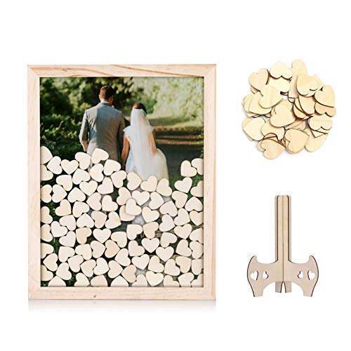 Nuptio Libro de Visitas único de la Boda de 120 Piezas de Corazones Alternativa, Tapa Libro de Visitas Rústico con Corazones de Madera, Caja de Madera con Marco Libro de Visitas Nuptio Libro de Visitas único de la Boda de 120 Piezas de Corazones Alternativa, Tapa Libro de Visitas Rústico con Corazones de Madera, Caja de Madera con Marco Libro de Visitas