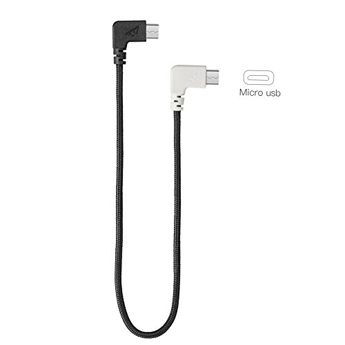 Olize Nylon Trenzado Cable de Datos, Micro USB a Micro USB Conector de 90 Grados Cable de Transferencia de imágenes de Video de 29cm / 11.4 Pulgadas para dji Mavic RPO / Mavic Air / Spark