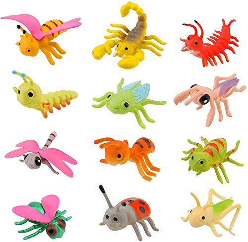 OOTSR - Paquete de 12 Insectos de plástico para Insectos Figuras para niños incluidos Insectos Variados y realistas 2-3''Insectos Falsos Bugs Favores Fiesta para niños Educación o Fiestas temáticas
