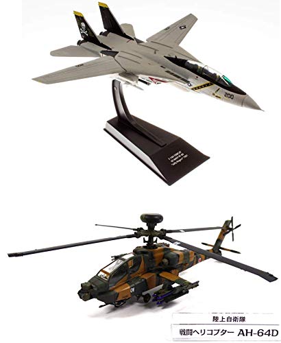 OPO 10 - Lote de 2 Aviones Militares 1/100: Grumman F-14 Tomcat US Navy Top Gun + Boeing AH-64 Apache (CP01 + SD3)