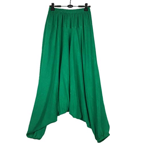 Pantalones de algodón sueltos para hombre, tallas grandes, tallas M-5XL, con linterna Aladdin de pierna ancha, pantalones de hip hop, baile - Verde - Medium