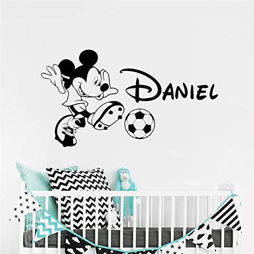 Pegatinas Decorativas Pared Mickey Mickey Mouse personalizado fútbol nombre personalizado niño dibujos animados pegatina cartel vivero arte decoración diseño mural para cuarto de niños