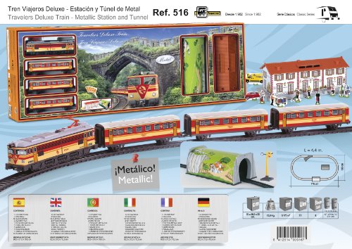 PEQUETREN Pequetren516 Classic Deluxe Travelers - Tren metálico con estación y túnel