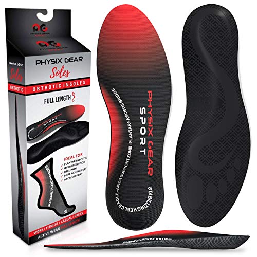 Physix Gear Sport Plantillas Fascitis Plantar, la Mejor Plantilla ortopédica para Arco Plantar, Plantillas Trabajo o Plantillas para Zapatillas, Plantillas ortopédicas para Fascitis Plantar, 1 par, L