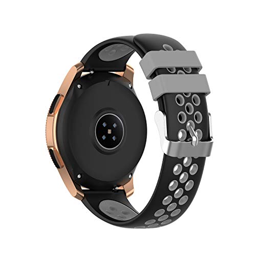 PINHEN Correa para Amazfit Bip - 20mm Silicona Correa de Repuesto para Galaxy Watch 42mm, Gear S2 Classic, Huawei Watch 2, Vivoactive 3, Ticwatch E, Ticwatch 2nd (Black Grey)