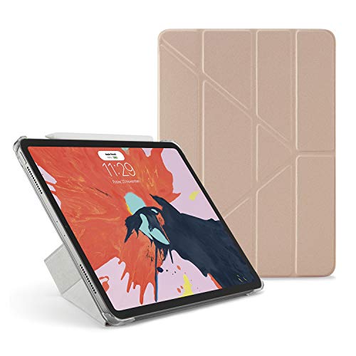 Pipetto Origami - Funda para iPad Pro de 11 Pulgadas (2018) con función de Soporte 5 en 1 y Apagado automático, Compatible con Apple Pencil 2, Color Oro Rosa y Transparente