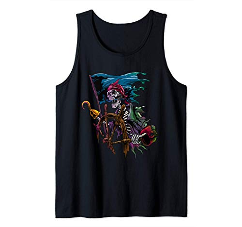Pirate Skull Sea Thief Buccaneer Cool Sailor Man Gift Idea Camiseta sin Mangas