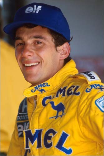 Posterlounge Cuadro de Madera 20 x 30 cm: Ayrton Senna, Formula One World Championship 1987 de Motorsport Images