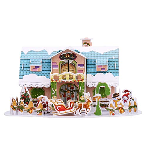 PRETYZOOM Casa de Navidad mini casa de muñecas 3D DIY en miniatura casa kit de construcción Navidad regalo para manualidades Dollhouse modelo maqueta para niños niñas kit de artesanía