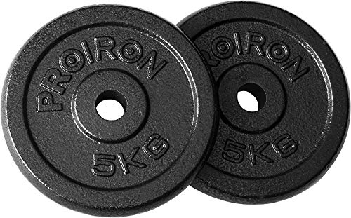 PROIRON Pesas de Disco 2 x 5kg Hierro Fundido Discos de Pesa para mancuerna musculación PROIRON Pesas de Disco 2 x 5kg Hierro Fundido Discos de Pesa para mancuerna musculación