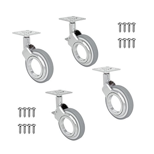 QC-OLYM75G22P 4 Ruedas para muebles 2 con freno y 2 sin freno. Con placa de montaje y tornillos incluidos. No marca el suelo. Silenciosa. Cojinete Bolas. (75, GRIS) QC-OLYM75G22P 4 Ruedas para muebles 2 con freno y 2 sin freno. Con placa de montaje y tornillos incluidos. No marca el suelo. Silenciosa. Cojinete Bolas. (75, GRIS)