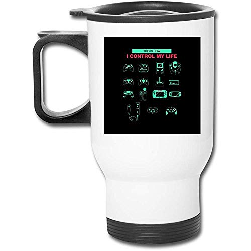 QiangQ copa de coche This is How I Control My Life Consoles 16 Oz Stainless Tumbler Double Wall Vacuum Coffee Mug with Splash Proof Lid
