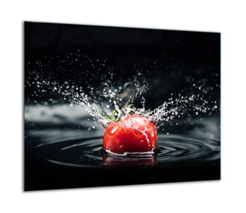 QTA - Placa protectora de vitrocerámica 60 x 52 cm 1 pieza cocina eléctrica universal para inducción protección contra salpicaduras tabla de cortar de vidrio templado como decoración Tomate