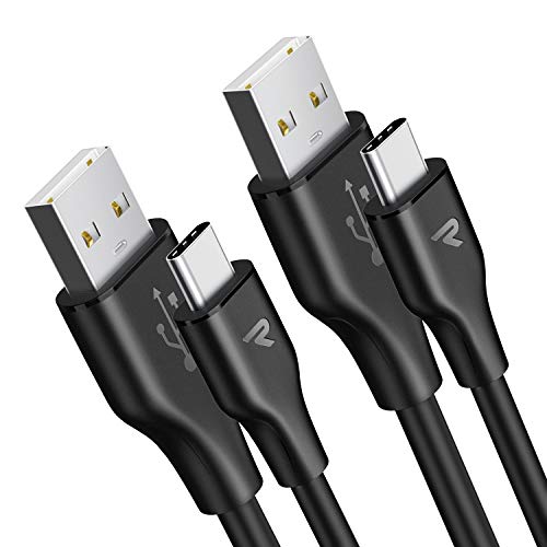 Rampow Cable USB Tipo C [1M/2 Unidades] - Cable USB C Cargador Rápido Compatible con Samsung S8/S9/S10/Note 9, HTC 10/U11/U12+, LG G6/G5, MacBook Pro, iPad Pro 2018, ChromeBook - Negro