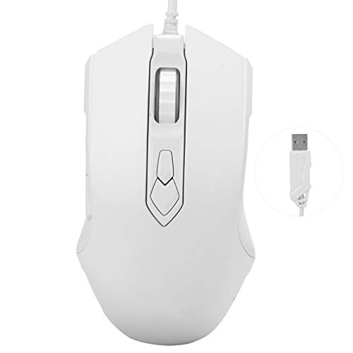 Ratón ergonómico para Ordenador, ratón con Cable USB, ratón con Cable, ratón RGB, Ordenador portátil, para Juegos, dpi Ajustable, Accesorios de Ordenador AJ52(Blanco)