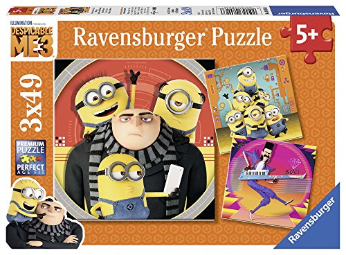 Ravensburger-4005556080168 Minions Puzzle 3 x 49 Piezas, GRU, Mi Villano Favorito, Multicolor (8016)