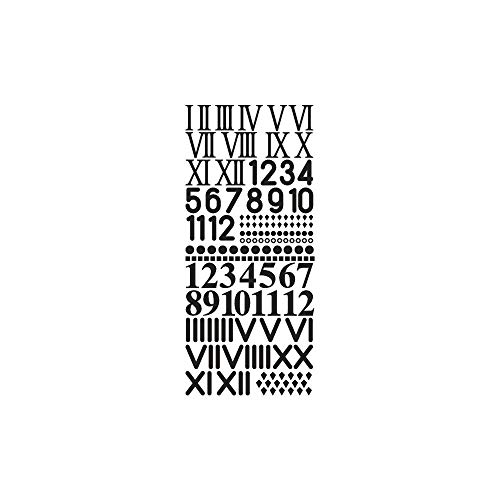 Rayher 30093576 - Números de Reloj Adhesivos (10 x 23 cm), Color Negro