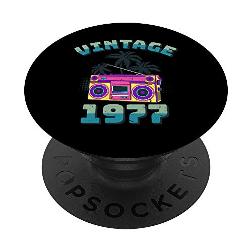Regalo Cinta de cassette de 43 años 1977 43 cumpleaños PopSockets PopGrip: Agarre intercambiable para Teléfonos y Tabletas