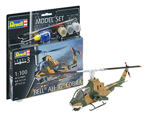 Revell 64954 – Maqueta de helicóptero 64954 Set 1: 100 – Bell Ah de 1G Cobra en Escala 1: 100 Niveles, 3, orgin Algas fidelidad imitación con Muchos Detalles, helicóptero de