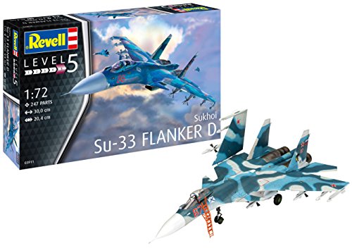 Revell Maqueta de Sukhoi Su-33 Flanker D Marina, Kit Modelo, Escala 1: 72 (03911), Multicolor, 30,0 cm de Largo (3911)