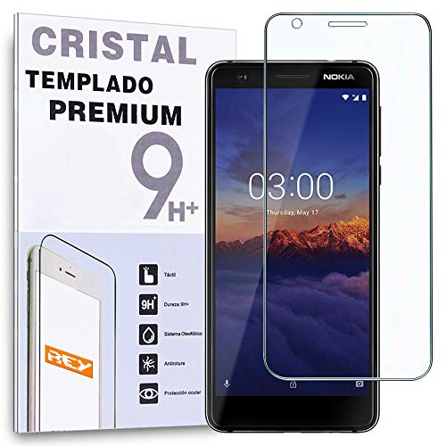 REY Protector de Pantalla para Nokia 3.1 (Nokia 3 2018), Cristal Vidrio Templado Premium REY Protector de Pantalla para Nokia 3.1 (Nokia 3 2018), Cristal Vidrio Templado Premium