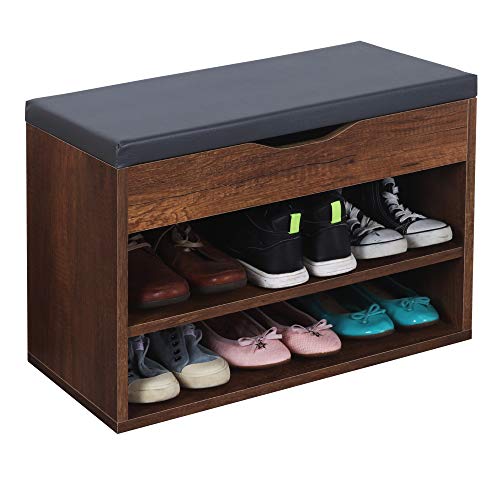 RICOO WM032-EC-A Banco Zapatero 60x42x30cm Armario Interior con Asiento Organizador Zapatos Mueble recibidor Perchero Madera Roble marrón RICOO WM032-EC-A Banco Zapatero 60x42x30cm Armario Interior con Asiento Organizador Zapatos Mueble recibidor Perchero Madera Roble marrón