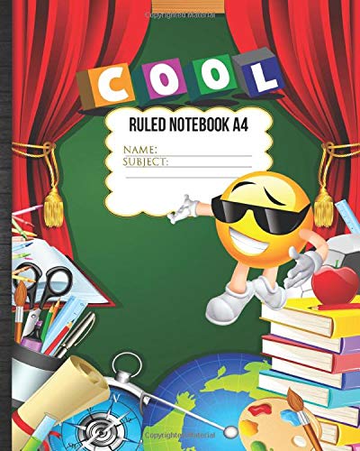 Ruled Notebook A4: Cool Emoji Ruled Lined Paper Kids School Supplies Exercise Book Journal with Student Planner & Grades Tracker Sheets for Homeschool or Classroom