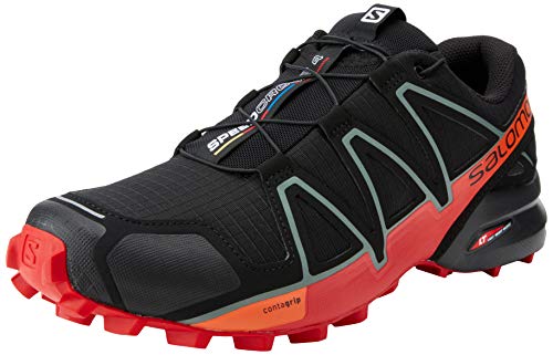 SALOMON Speedcross 4, Zapatillas de Trail Running Hombre, Negro (Black/Goji Berry/Red Orange), 40 EU