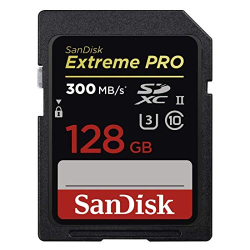 Sandisk SDSDXPK-128G-GN4IN Extreme Pro Tarjeta de Memoria SDXC de 128 GB (300 MB/s, UHS-II, Class 10 y U3), Black