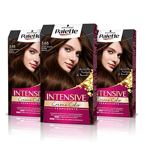 Schwarzkopf Palette Intensive Creme Color - Tono 3.65 cabello Castaño Chocolate (Pack de 3)Coloración Permanente de Cuidado con Aceite de Marula, cobertura de canas, Color duradero hasta 8 semanas Schwarzkopf Palette Intensive Creme Color - Tono 3.65 cabello Castaño Chocolate (Pack de 3)Coloración Permanente de Cuidado con Aceite de Marula, cobertura de canas, Color duradero hasta 8 semanas