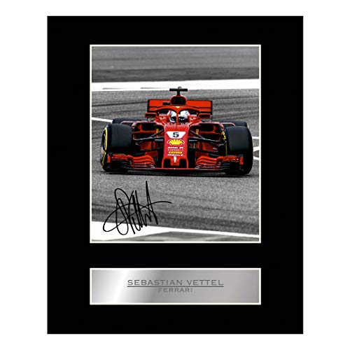 Sebastian Vettel - Foto firmada de Ferrari 18-19