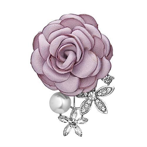 Señoras paño arte perla tela flor broche Pin cárdigan camisa chal Pin abrigo profesional insignia accesorios de joyería-25