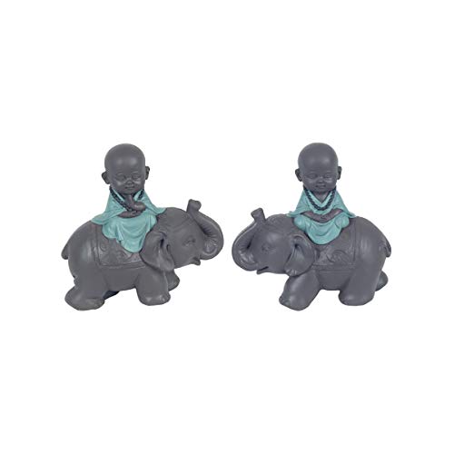 Set de 2 Figuras Budistas Decorativas de Resina Budas sobre Elefantes Adornos y Esculturas. Regalos Originales. Decoración Hogar. 13 x 6 x 12 cm Set de 2 Figuras Budistas Decorativas de Resina Budas sobre Elefantes Adornos y Esculturas. Regalos Originales. Decoración Hogar. 13 x 6 x 12 cm