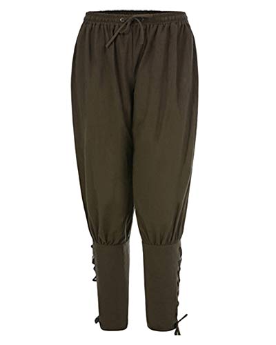 Shaoyao Pantalones Encaje Medievales Harem Pantalone Casuales Vikingo Suelto Halloween Ropa De Hombre Verde del Ejército L