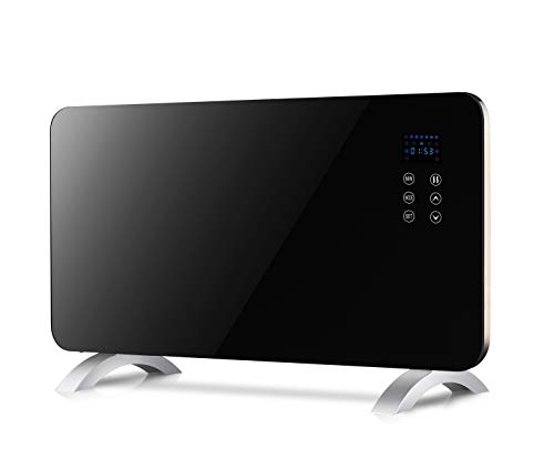 SHE SHE19KV1002G - Radiador eléctrico (1000 W, 2 niveles de calor, control táctil, se puede utilizar como calefacción de pie y de pared, pantalla LED, mando a distancia), color negro SHE SHE19KV1002G - Radiador eléctrico (1000 W, 2 niveles de calor, control táctil, se puede utilizar como calefacción de pie y de pared, pantalla LED, mando a distancia), color negro