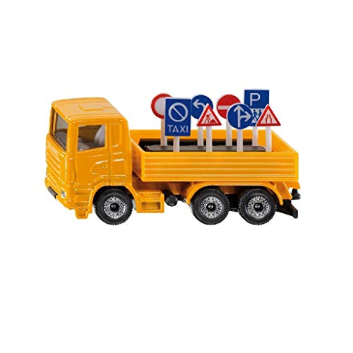 Siku LKW  - Camión con señales de tráfico, color naranja  (1322)