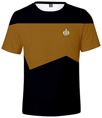 Silver Basic Camiseta Unisex con Logo Dorado de Star Trek la Camiseta Original de la Serie Original Top Uniforme de Mr.Spock para Fanáticos del Cine L,Kirk Uniforme-1