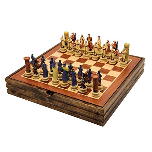 SKSNB Juego de ajedrez de Regalo Juego de ajedrez de Madera Maciza Crusader Theme of Civil War Juegos de ajedrez Piezas de ajedrez de Resina Juego de Mesa de Madera Ajedrez temático Jueg