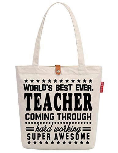So'each Women's Best Teacher Gift Graphic Top Handle Canvas Tote Shopping Bag