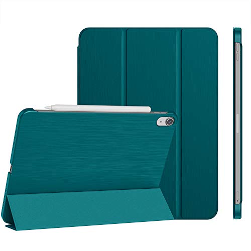 Soke Funda para iPad Air 4 de 10,9 pulgadas 2020, textura cepillada única, ultrafina, soporte trifold con parte trasera dura, soporta carga iPencil de 2ª generación, color azul