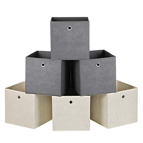 SONGMICS Juego de 6 Cajas de Almacenamiento, Cubos Plegables de Tela no Tejida y Cubos Organizadores de Ropa de Juguete, 3 Gris, 3 Beige RFB06GM SONGMICS Juego de 6 Cajas de Almacenamiento, Cubos Plegables de Tela no Tejida y Cubos Organizadores de Ropa de Juguete, 3 Gris, 3 Beige RFB06GM