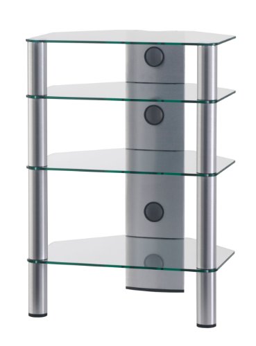 SONOROUS - Mueble HiFi 4 estantes. Vidrio Transparente/Chasis Gris. Ref. RX2140-TG