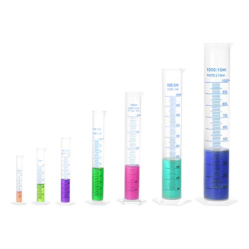 sourcing map Plástico Graduado Cilindro, 10ml 25ml 50ml 100ml 250ml 500ml 1000ml Medida Cilindro, Doble Cara Métrico Marcado, Transparente Hexagonal Base, 7 en 1 Set sourcing map Plástico Graduado Cilindro, 10ml 25ml 50ml 100ml 250ml 500ml 1000ml Medida Cilindro, Doble Cara Métrico Marcado, Transparente Hexagonal Base, 7 en 1 Set