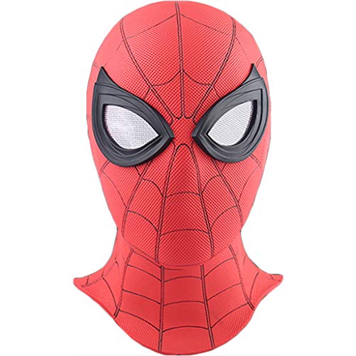 Spider-Man: Far From Home, Marvel Avengers Spiderman Máscara de cara completa de PVC Casco Cascos, Película Cosplay Sombra Disimular Accesorios de disfraces de batalla, Cabeza de Halloween,A-OneSize