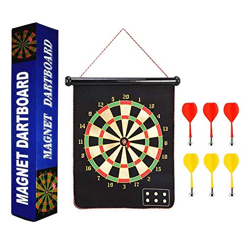 STLOVe Dardos Doble Cara Colgando Tablero de Dardos Juego de Dardos de Seguridad magnético con 6 Dardos Juego de/Diana de Dardos/niños Adultos Disponibles/Safe Darts (17inchi)