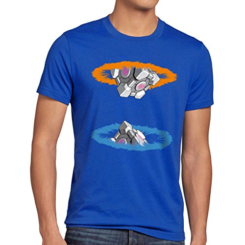style3 Companion Cube Camiseta para Hombre T-Shirt, Talla:L;Color:Azul